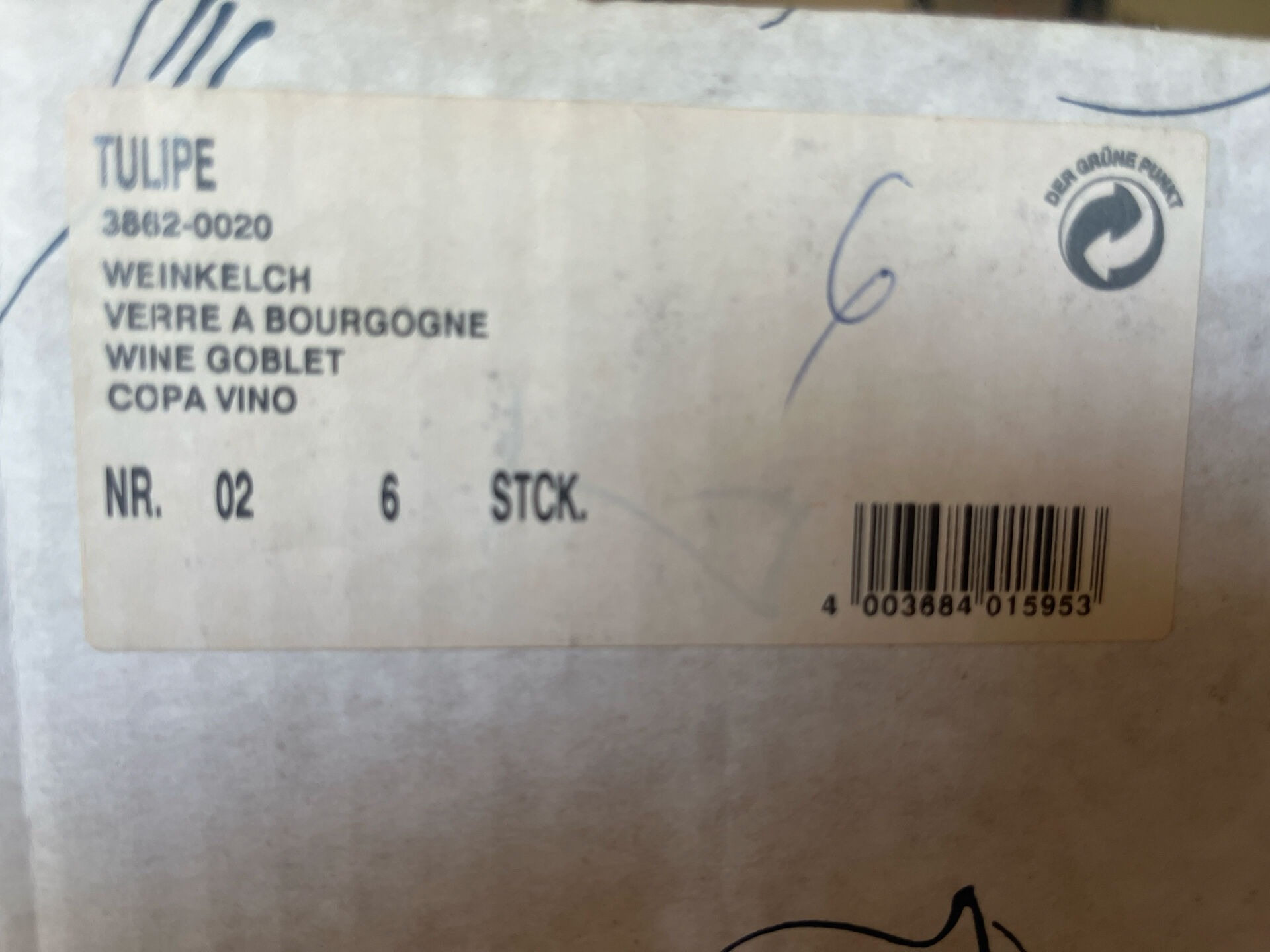 6 Burgundy glasses Villeroy & Boch