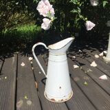 Large old enamelled broc