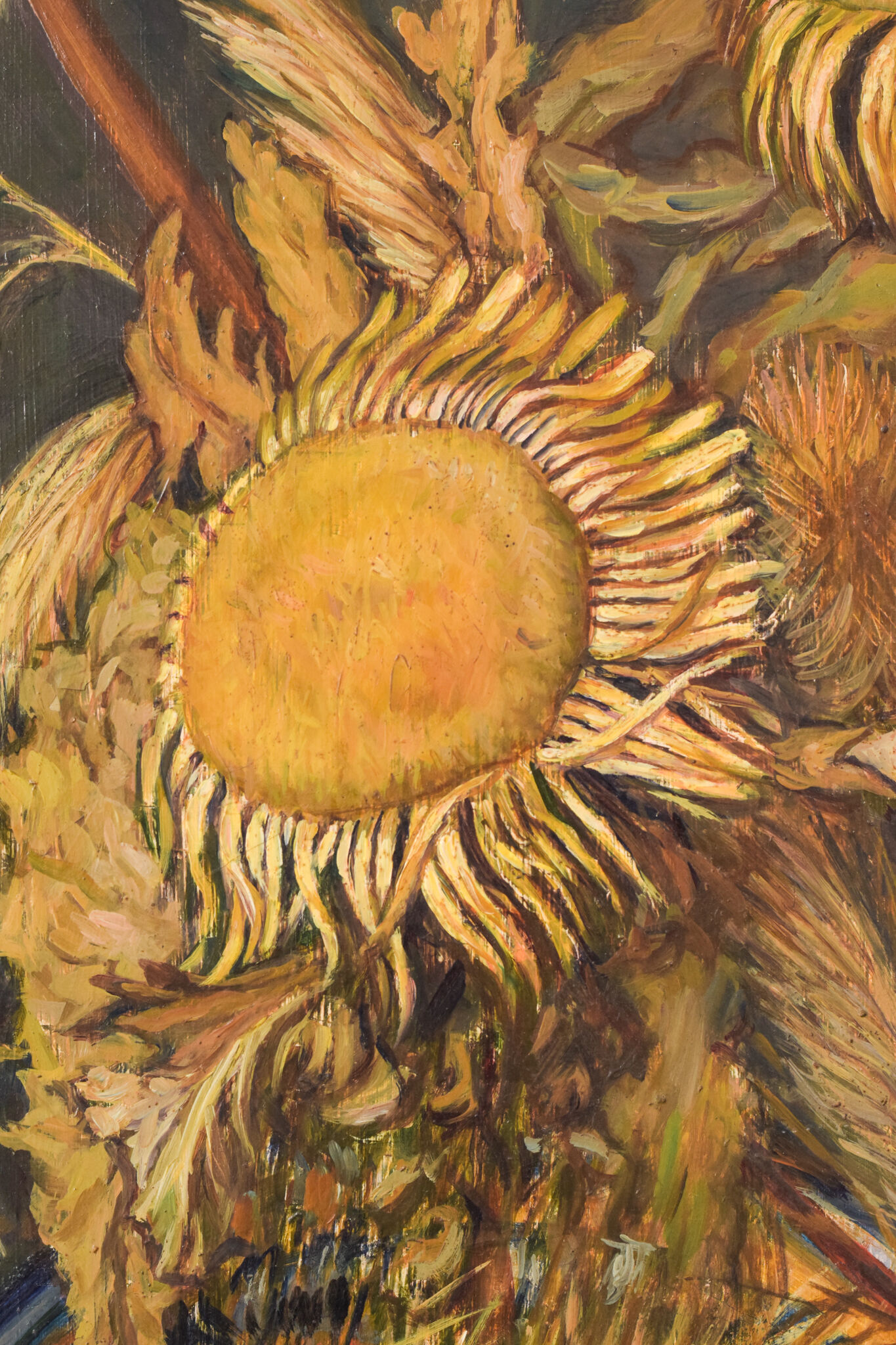 Still life with sunflowers and majolica jug