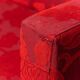Divano à trois postes en tessuto floreale rosso anni '60 vintage modernariato