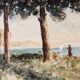 Aquarelle, paysage animé, bord de mer