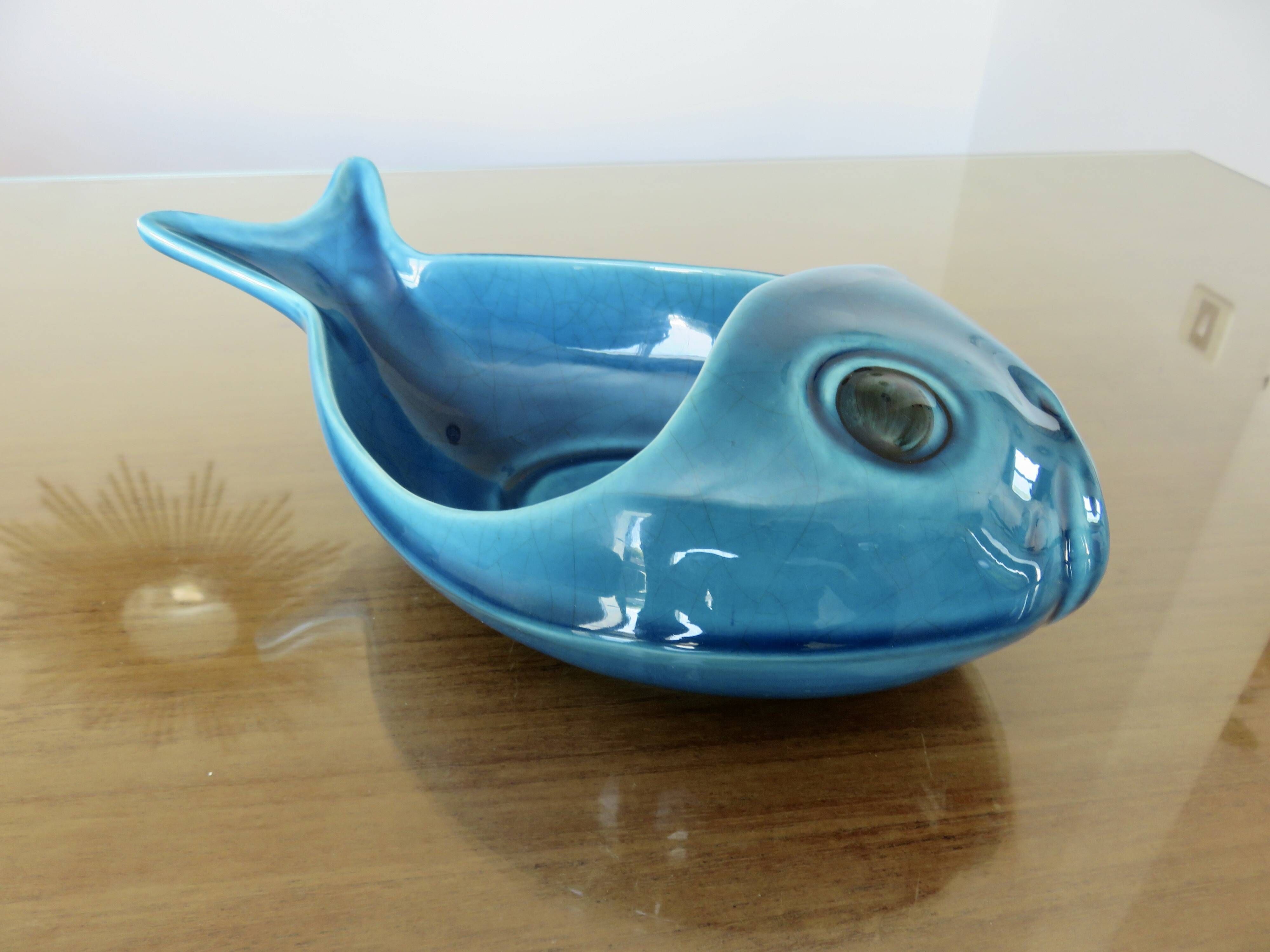 Empty pocket, blue cracked Charolles ceramic, 1960s
