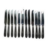 Lot 12 old silver metal knife Rex covered silver metal floral handle