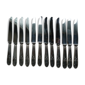 Lot 12 old silver metal knife Rex covered silver metal floral handle