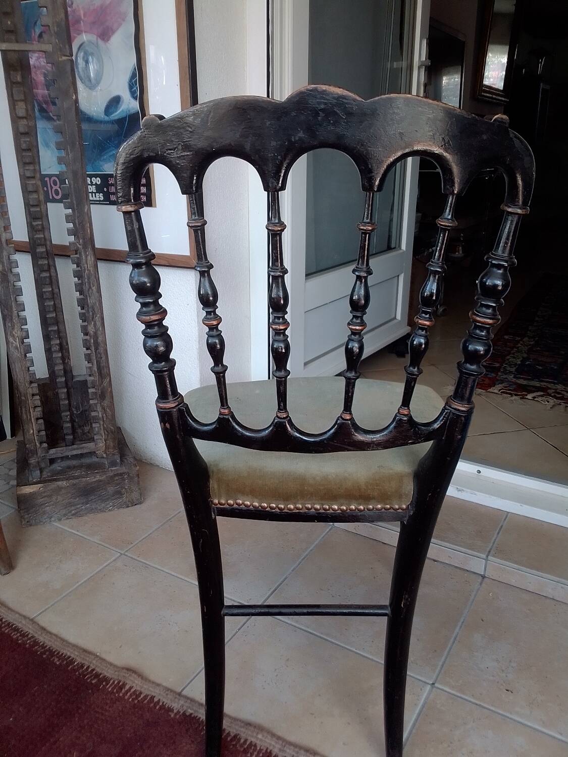 Napoleon III chair in blackened painted wood