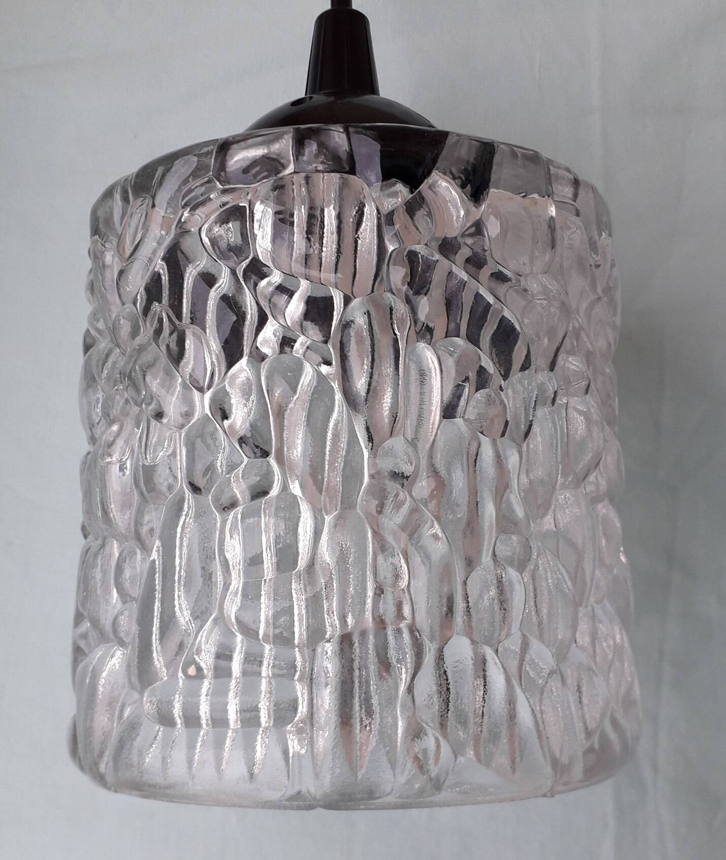 Pair of holophane glass pendants