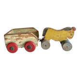 Jouet en bois l’âne et son chariot
