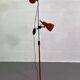 1970s-80s floor lamp in chrome metal and red