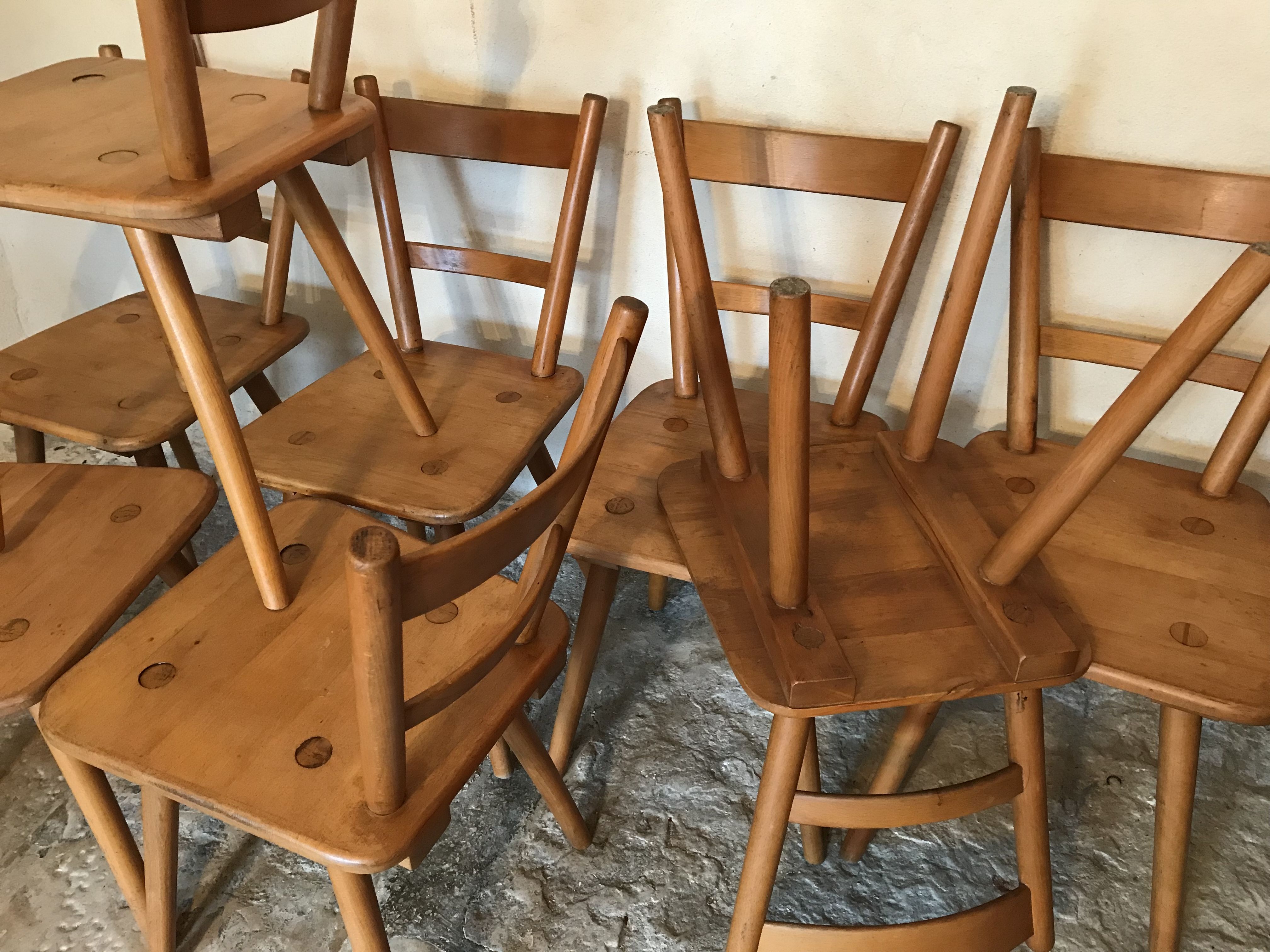 Set of eight vintage chairs by Adolf Schneck late 1940