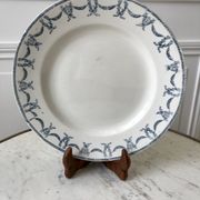 round dish in blue Iron Earth U&C Digoin Sarreguemines model Les Ternes late 19th century