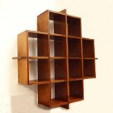 Cubical wall bookcase in laminated made in Italy 1970s