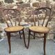 pair of Fischel Thonet Nr 18 curved wood bistro chairs