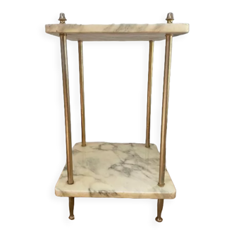 Marble and brass sofa pedestal table