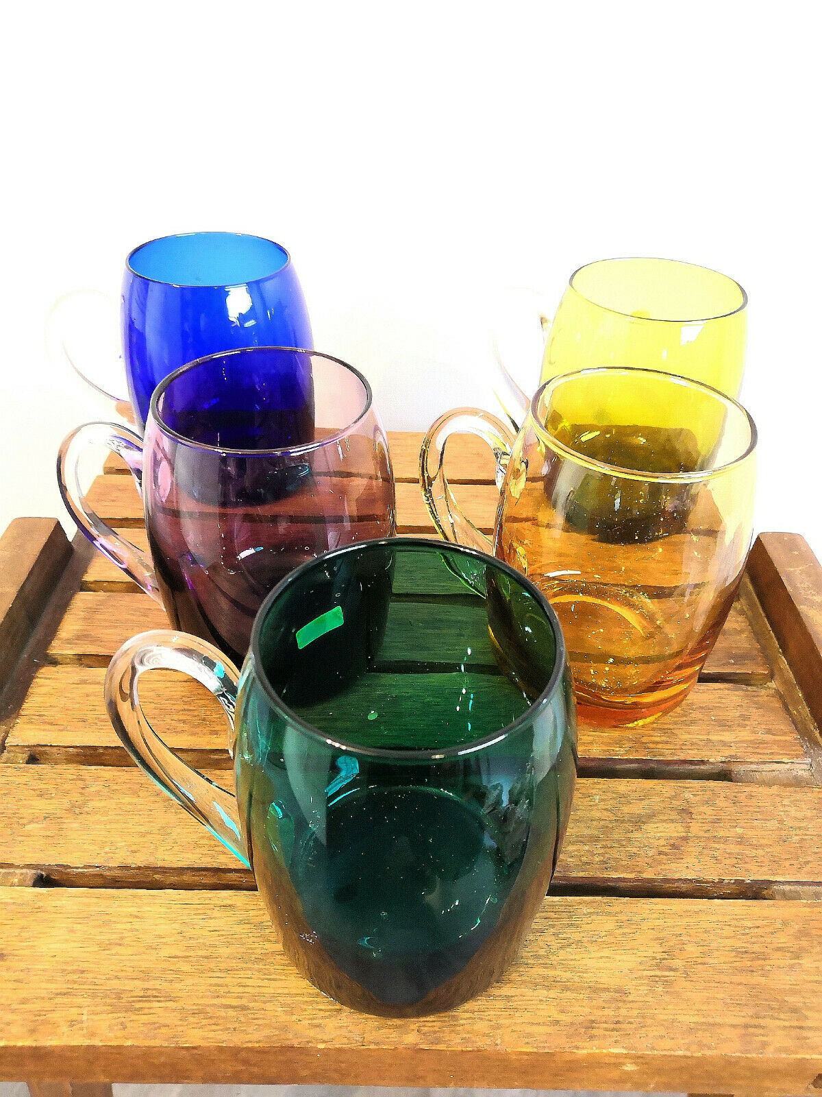 Series of 5 glasses, glass mugs from Murano Italy design 60s - 70s