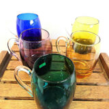 Series of 5 glasses, glass mugs from Murano Italy design 60s - 70s