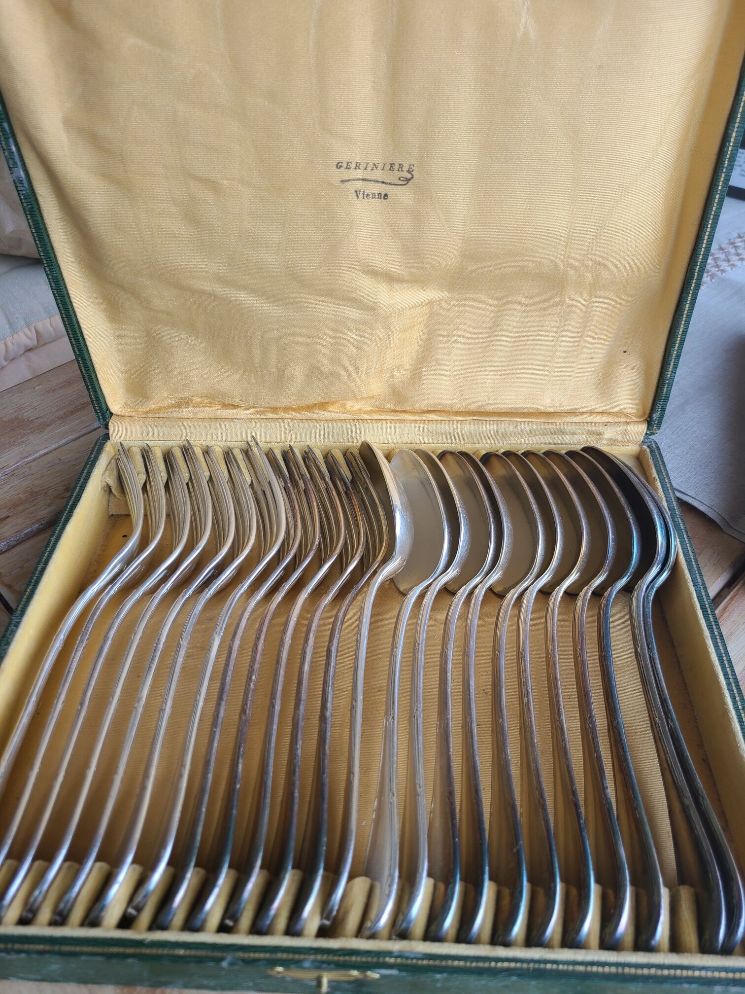 12 spoon and 12 forks in Christofle silver metal in box