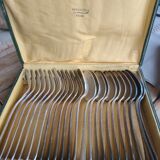 12 spoon and 12 forks in Christofle silver metal in box