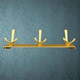 Vintage wall-mounted coat rack in anodised gold aluminium with 3 hooks from the 1970s.