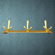 Vintage wall-mounted coat rack in anodised gold aluminium with 3 hooks from the 1970s.