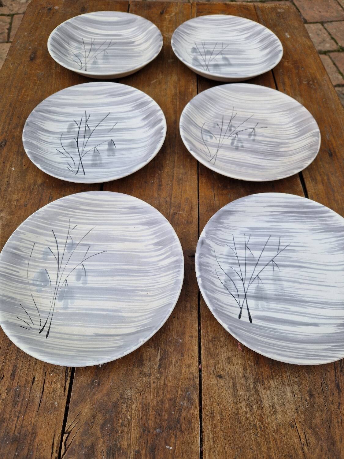 Set of 6 deep plates Niderviller Model Kitten