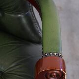 Timeless English style green cowhide chesterfield office chair on casters