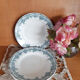 3 flat plates in faience of Saint Amand and Hamage, Terre de fer, model Argenton, color