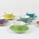 6 pastel mid-century porcelain espresso cups, Daisy, Lilies, Austria, 1950s