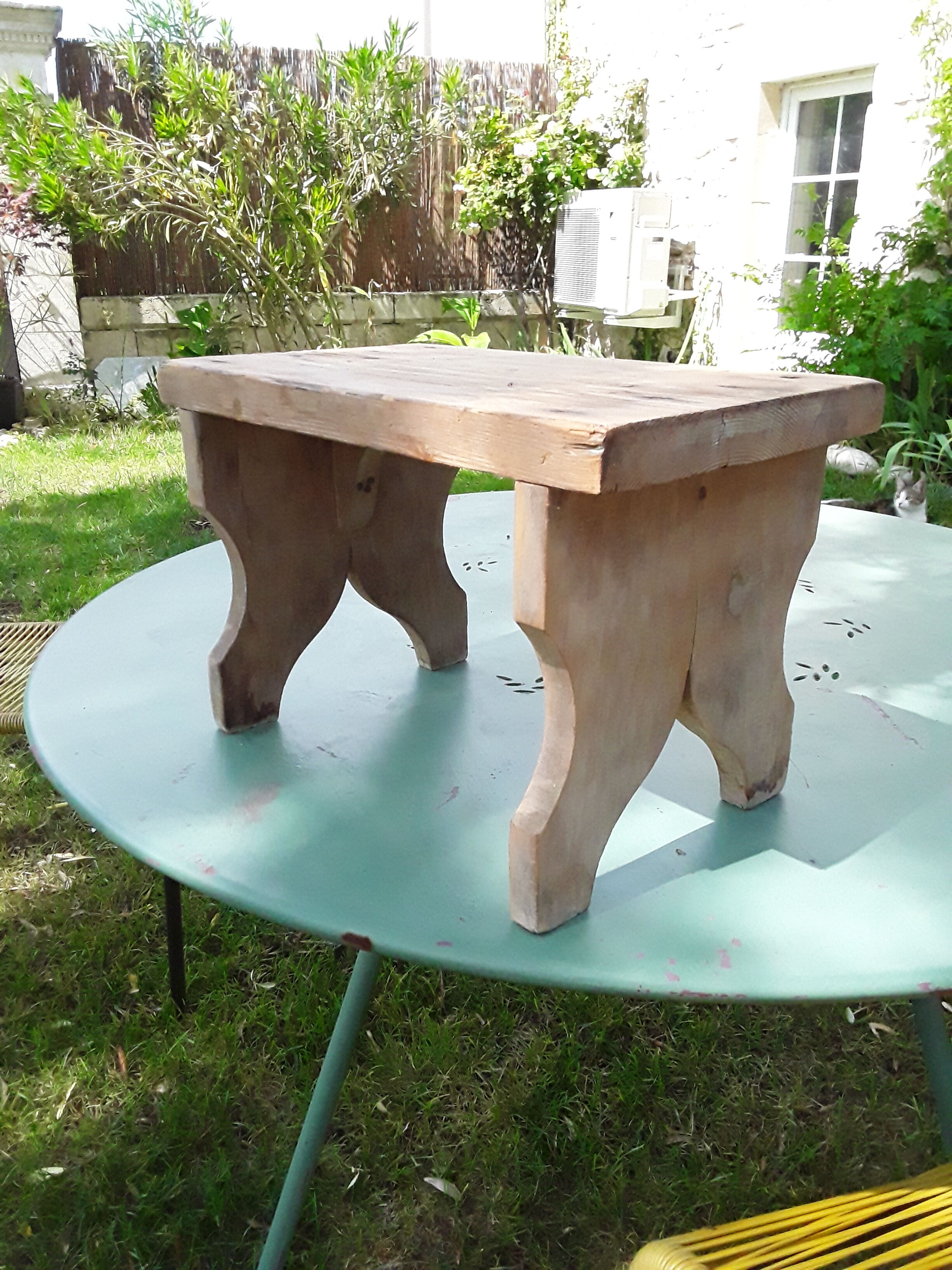 Antique bench stool in solid wood