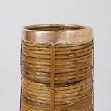 1970's Rattan and Brass Umbrella Stand