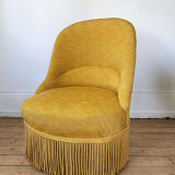 Toad armchair in gilded ribbed canvas