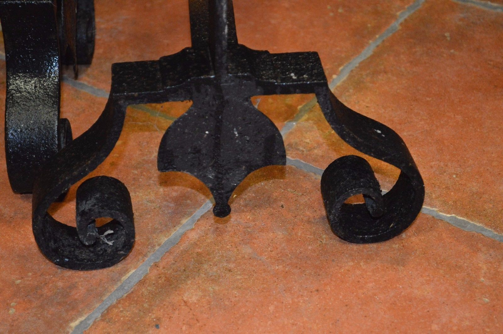 Pair of iron and brass andirons