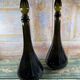 Pair of vintage tinted glass carafes – elegant silhouette – May spirit