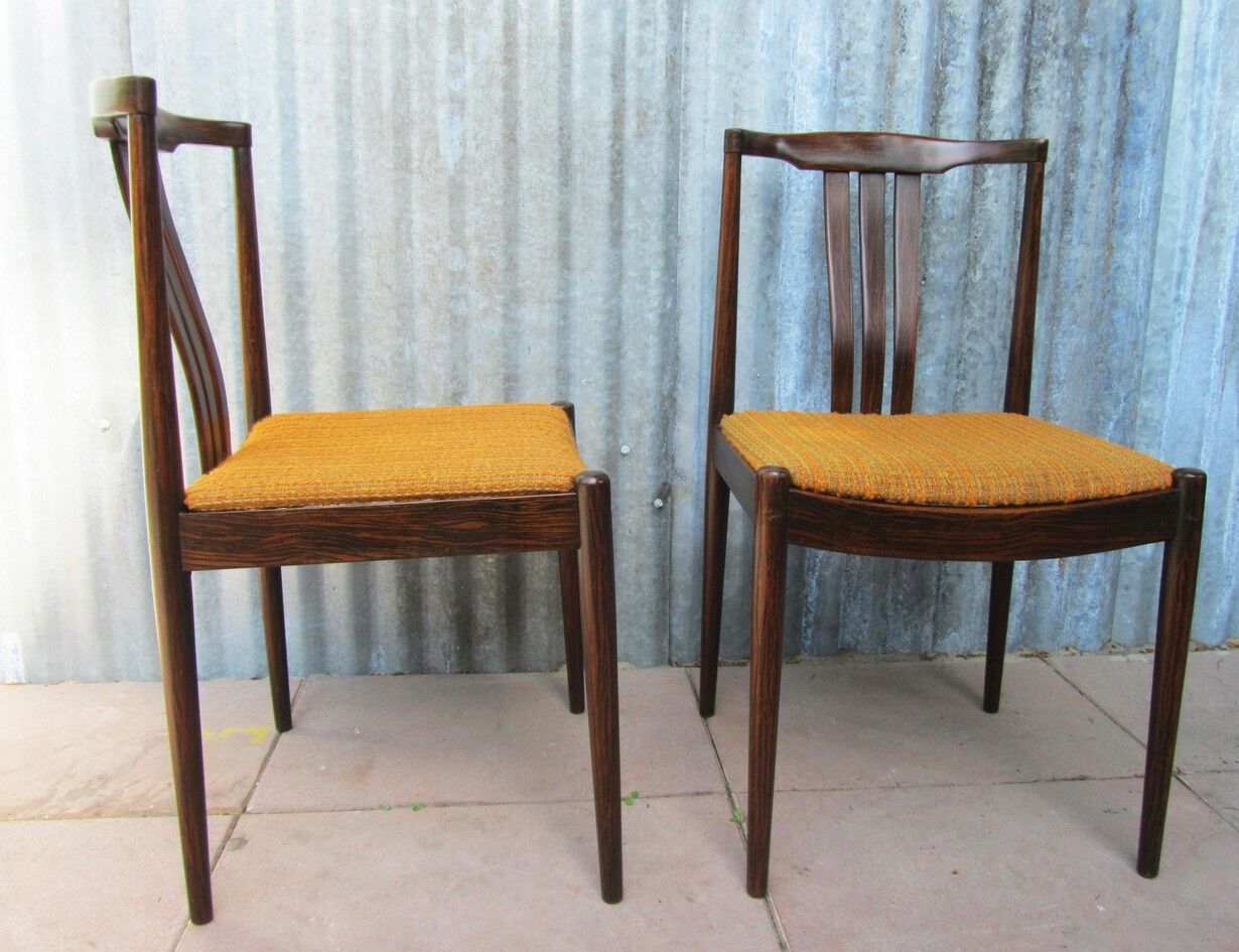 Danish Modern Slat Back Dining Chairs in Rosewood, Set of 2