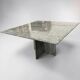 Vintage square dining table in green marble / wabi-sabi table