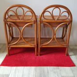 2 rattan rattan banbou bedside tables with vintage drawer