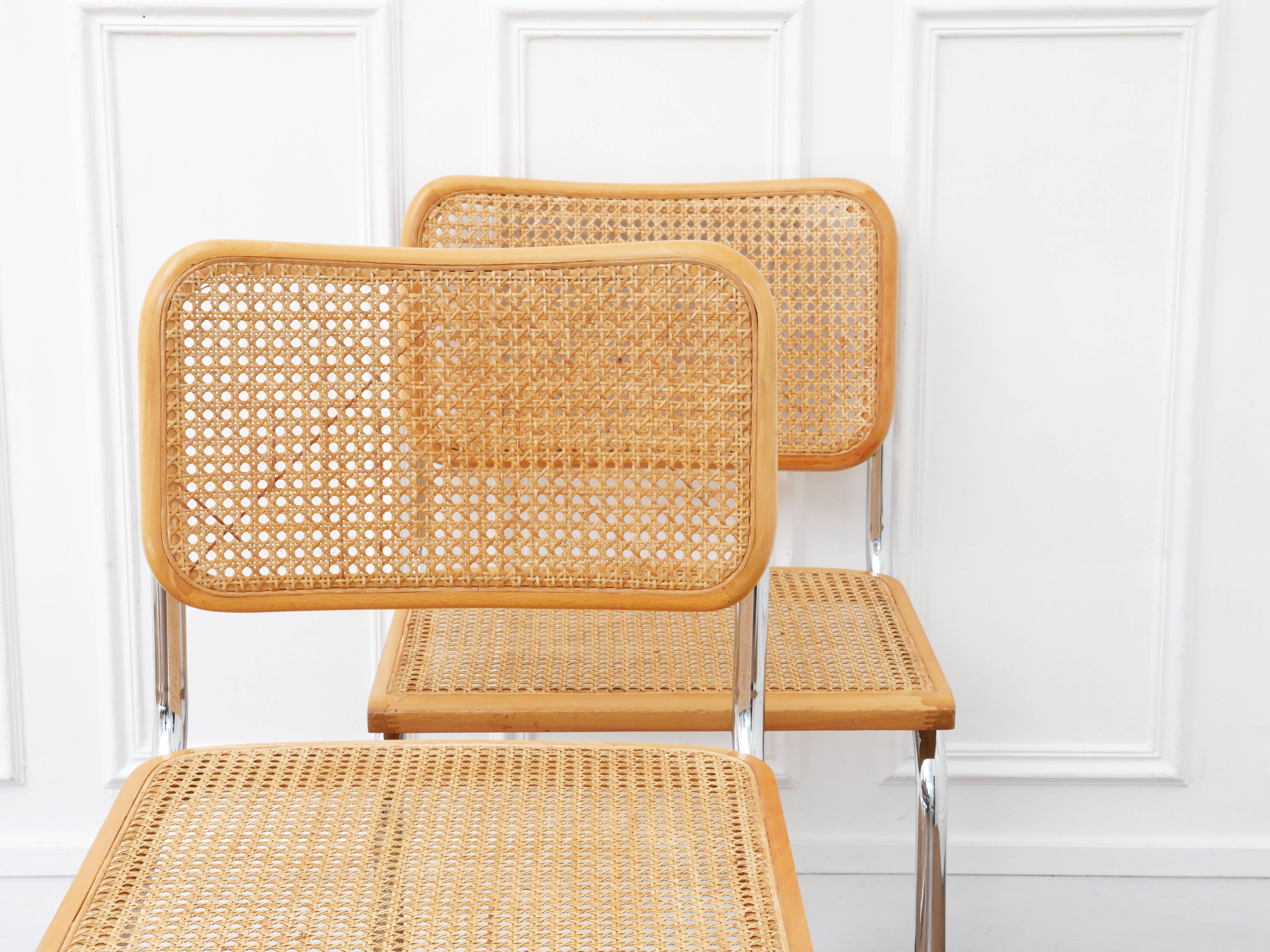 2 Cesca B32 Breuer Chairs Made in Italy - Seat caning redone