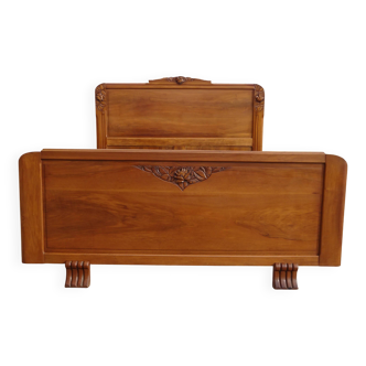 Art Deco walnut bed for 140/190cm base