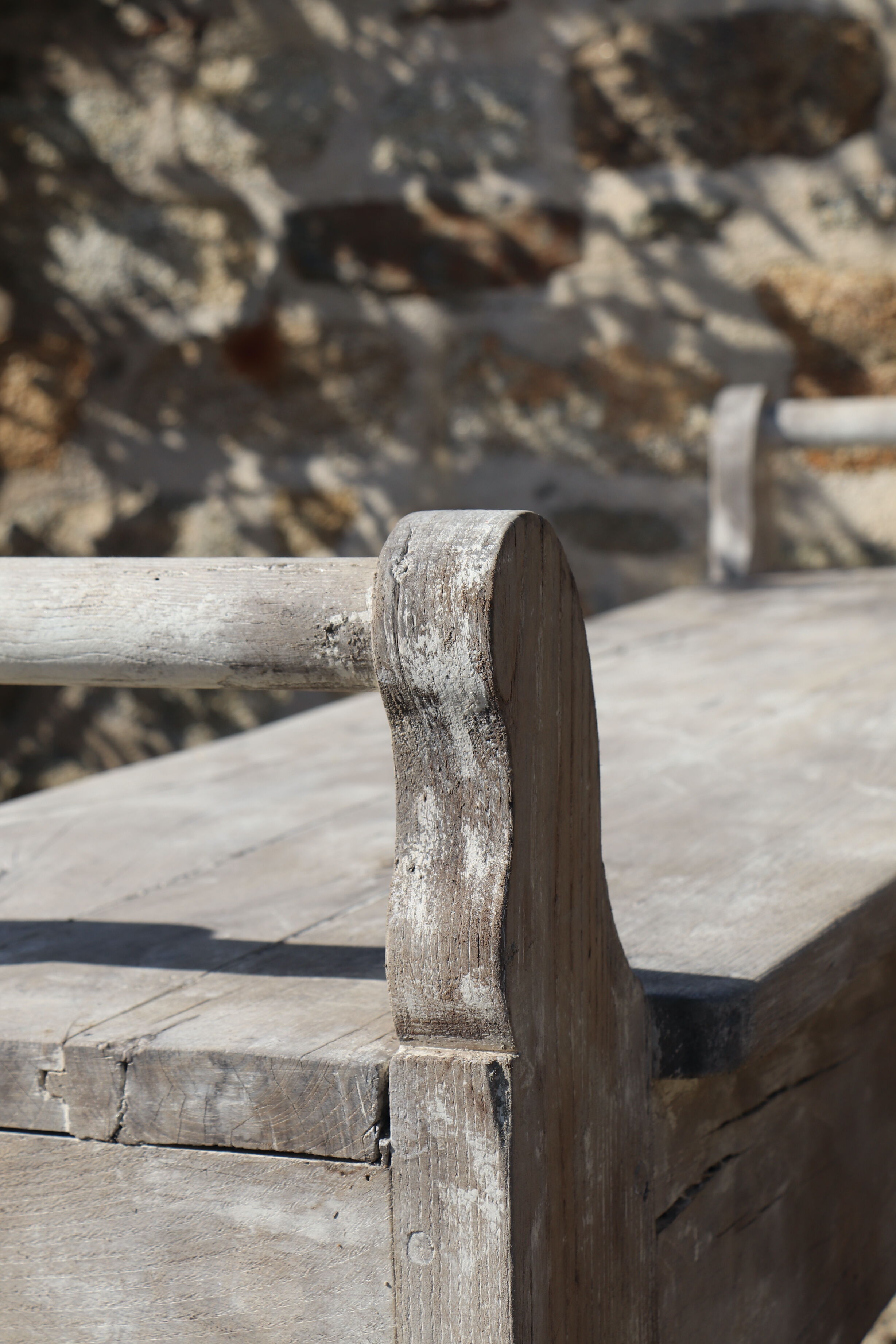 Large bench 19th solid wood patina