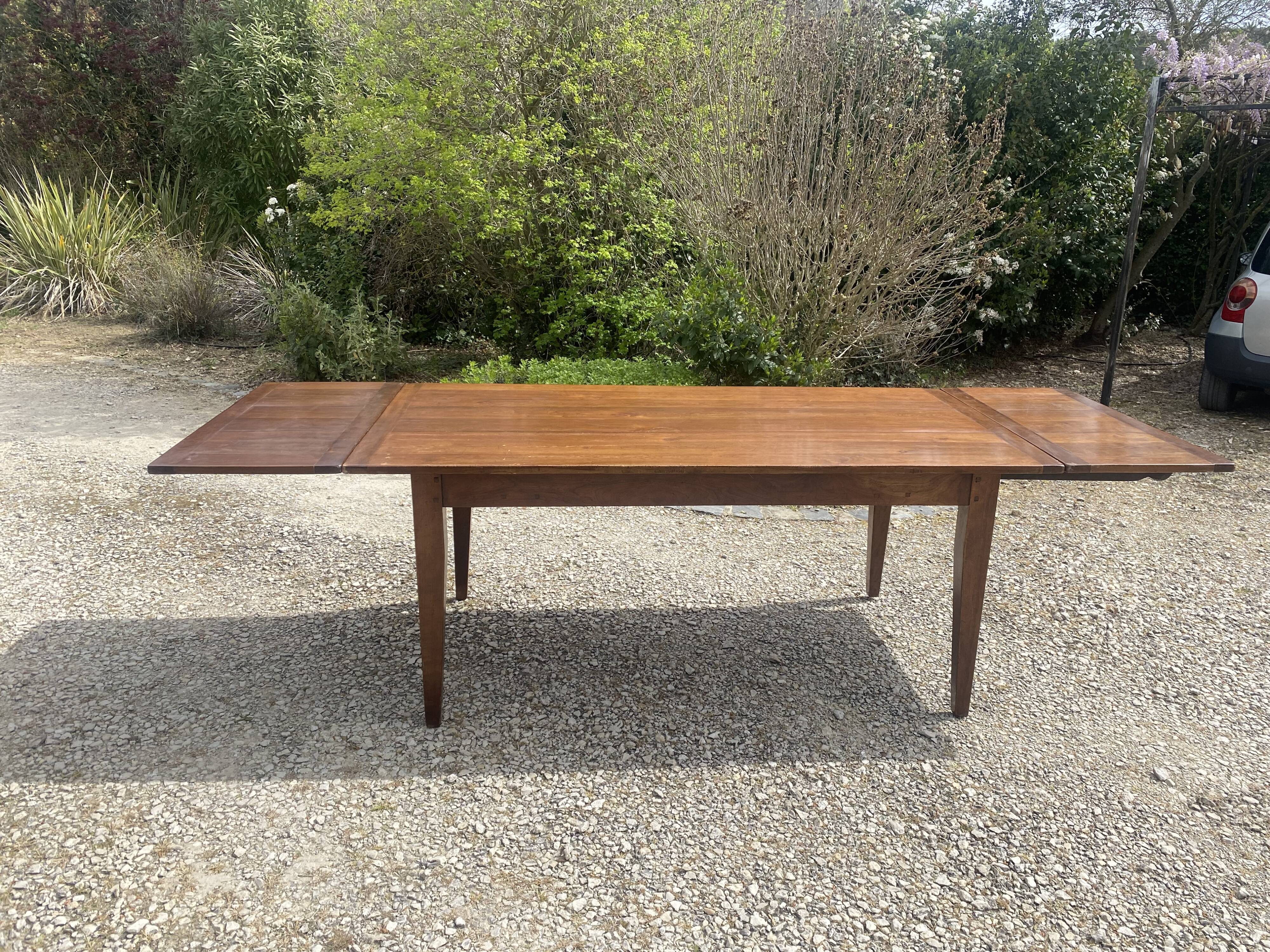 Antique cherry farmhouse table with extensions