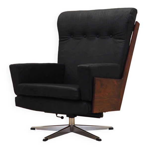 Fauteuil de bureau en cuir, design danois, années 1970, production : Danemark