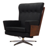 Fauteuil de bureau en cuir, design danois, années 1970, production : Danemark