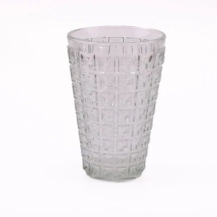 Grand vase en verre épais à motifs géométriques OXO - Hauteur 25 cm