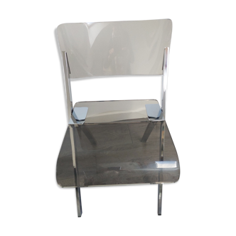 Folding chair in plexiglass smoked years 70