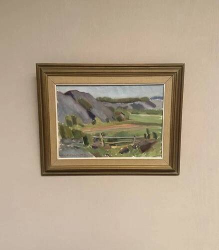 Oil on Canvas “Serene Landscape” by Martin Larson, Vintage & Framed
