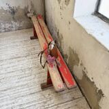 1950s oak bench with red patina, 2m