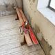 1950s oak bench with red patina, 2m