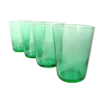 Set of 4 vintage jade colored glass glasses