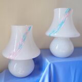 Lampe champignon Murano bleu et rose