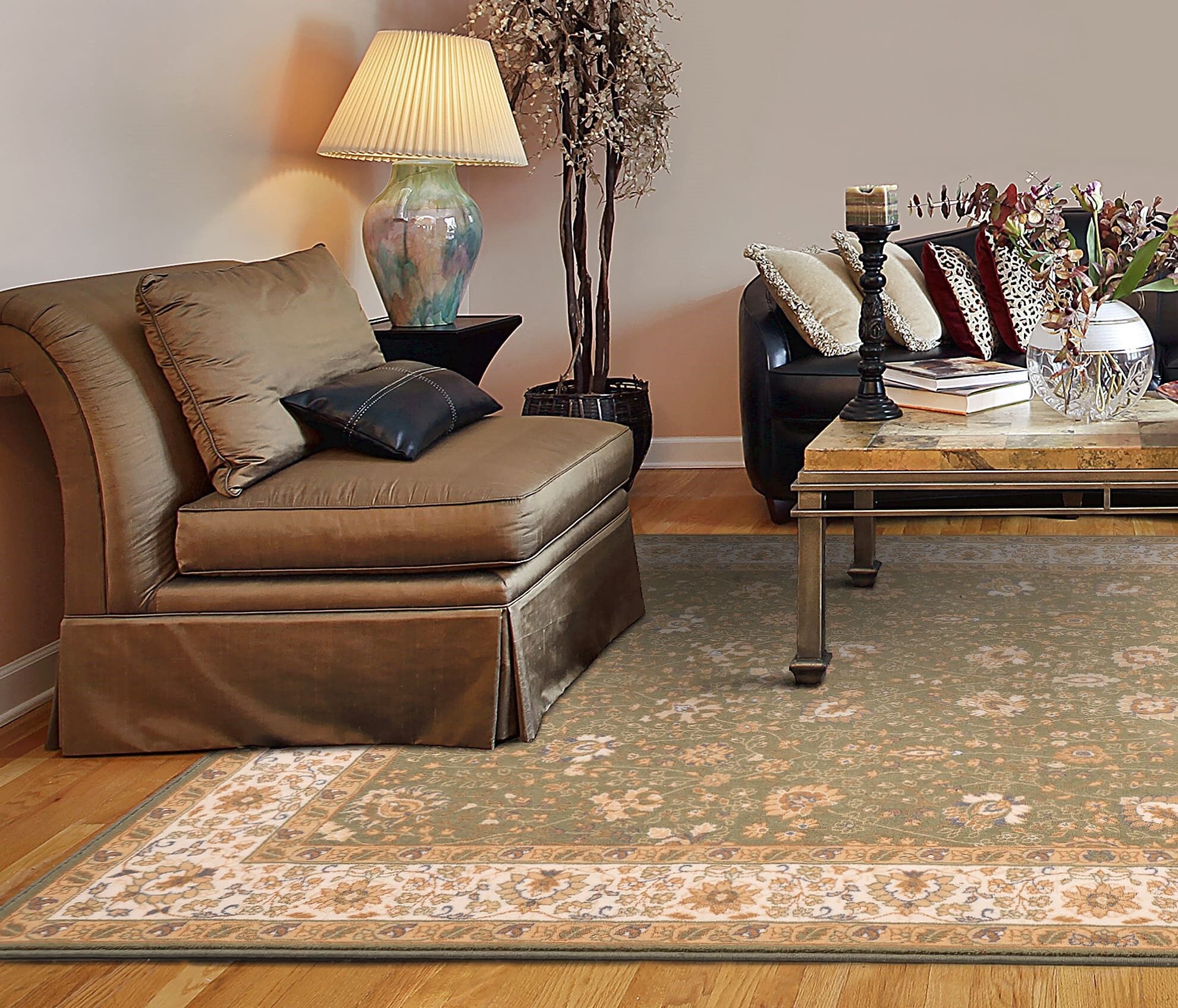 Tapis oriental vert 200x300 cm en laine