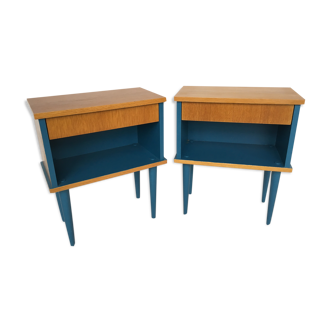 Pair of vintage relooked bedside tables